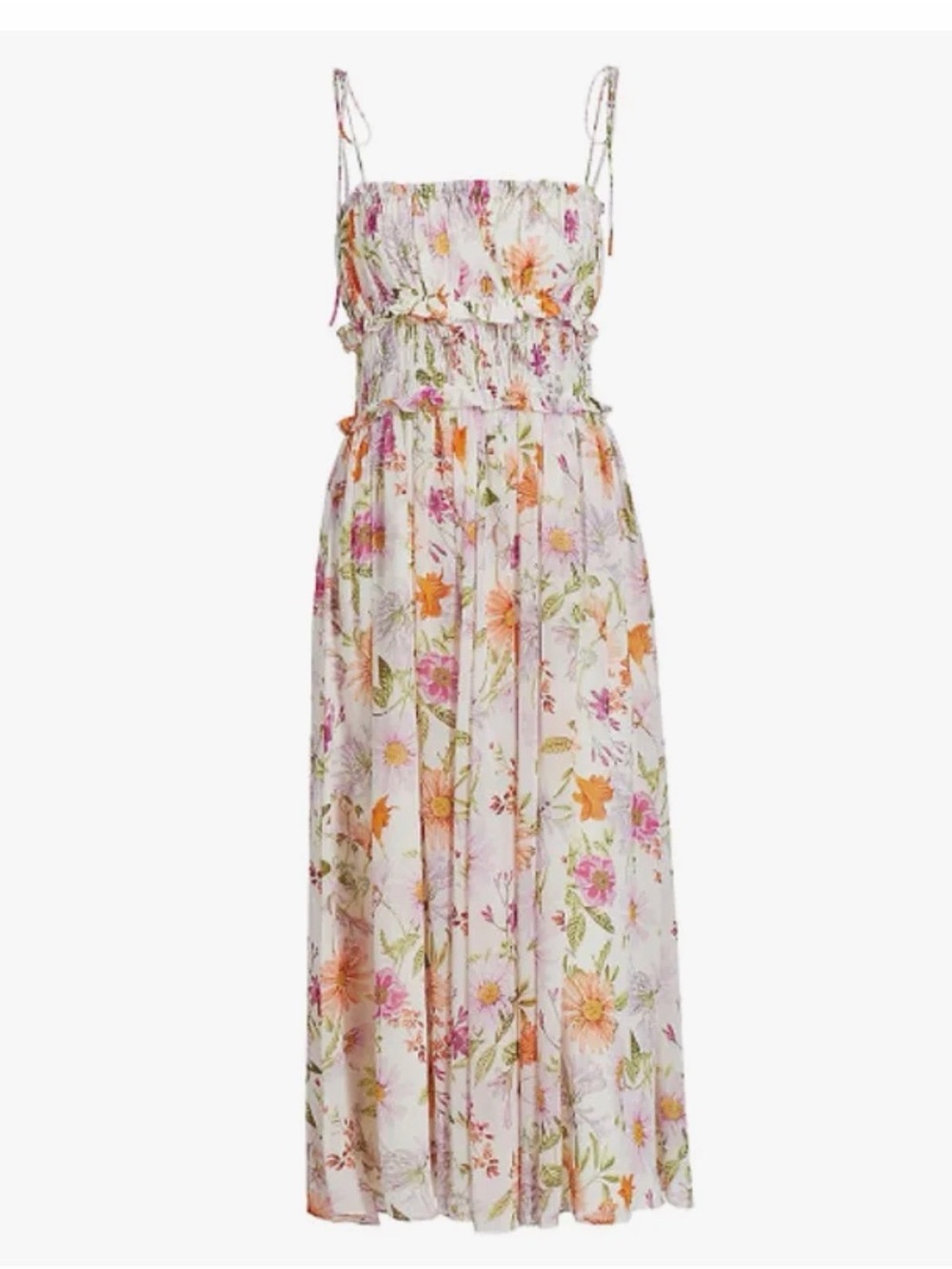En Saison White Floral Sundress with Pink, Orange & Lavender Blooms